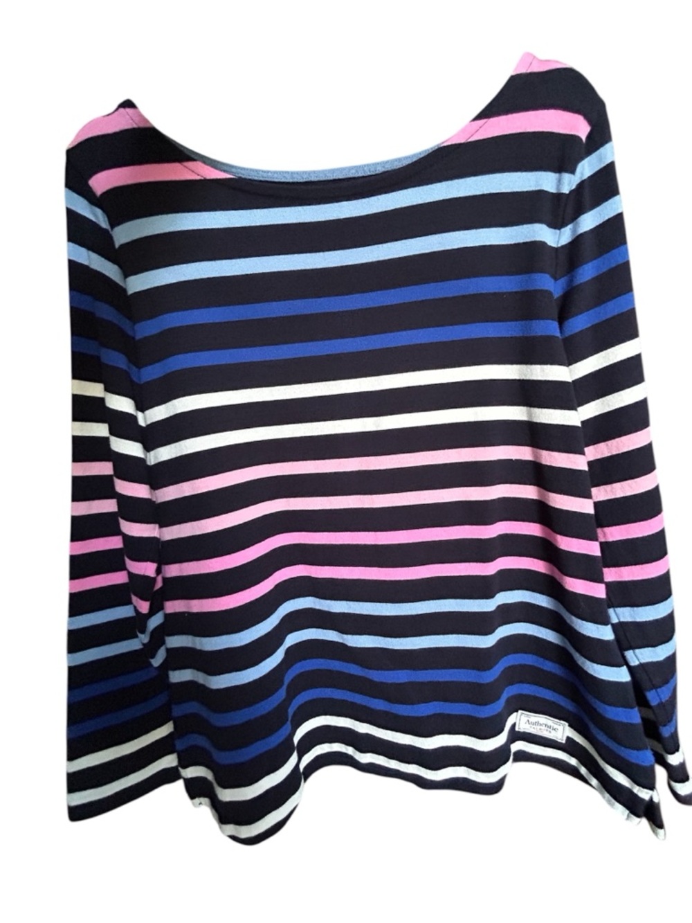Talbots Authentic Navy Striped Long-Sleeve Top Size Large